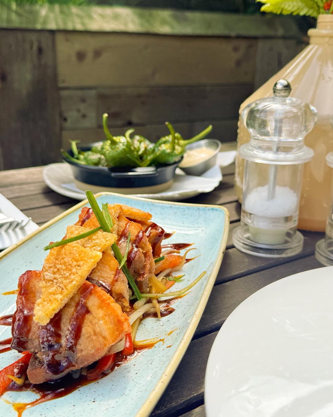 Char siu pork served in the Delaval Arms garden